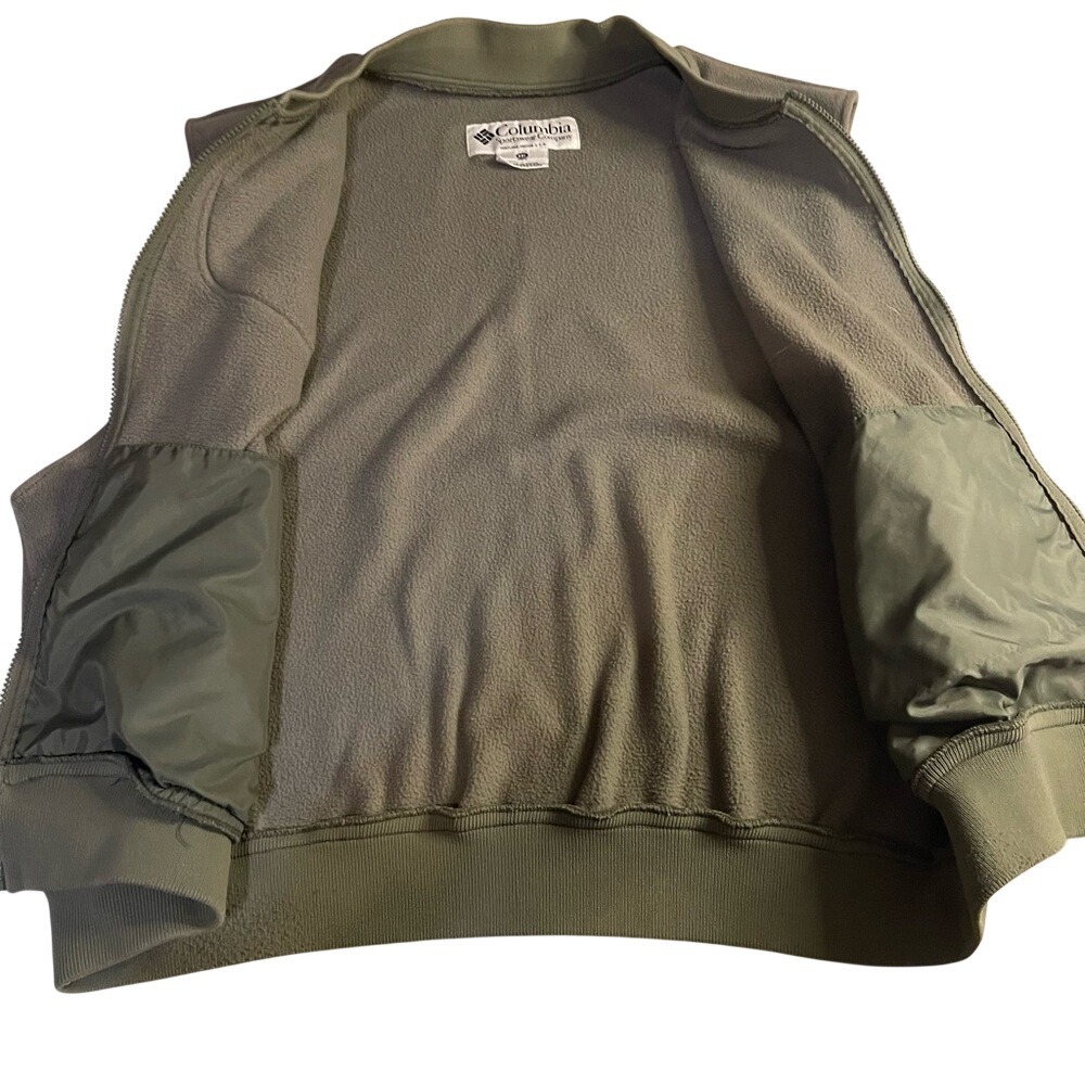 Columbia Sportswear Fleece Shooting Vest Olive Green XXL Full Zip Quilted Patch‎ - Picture 3 of 5